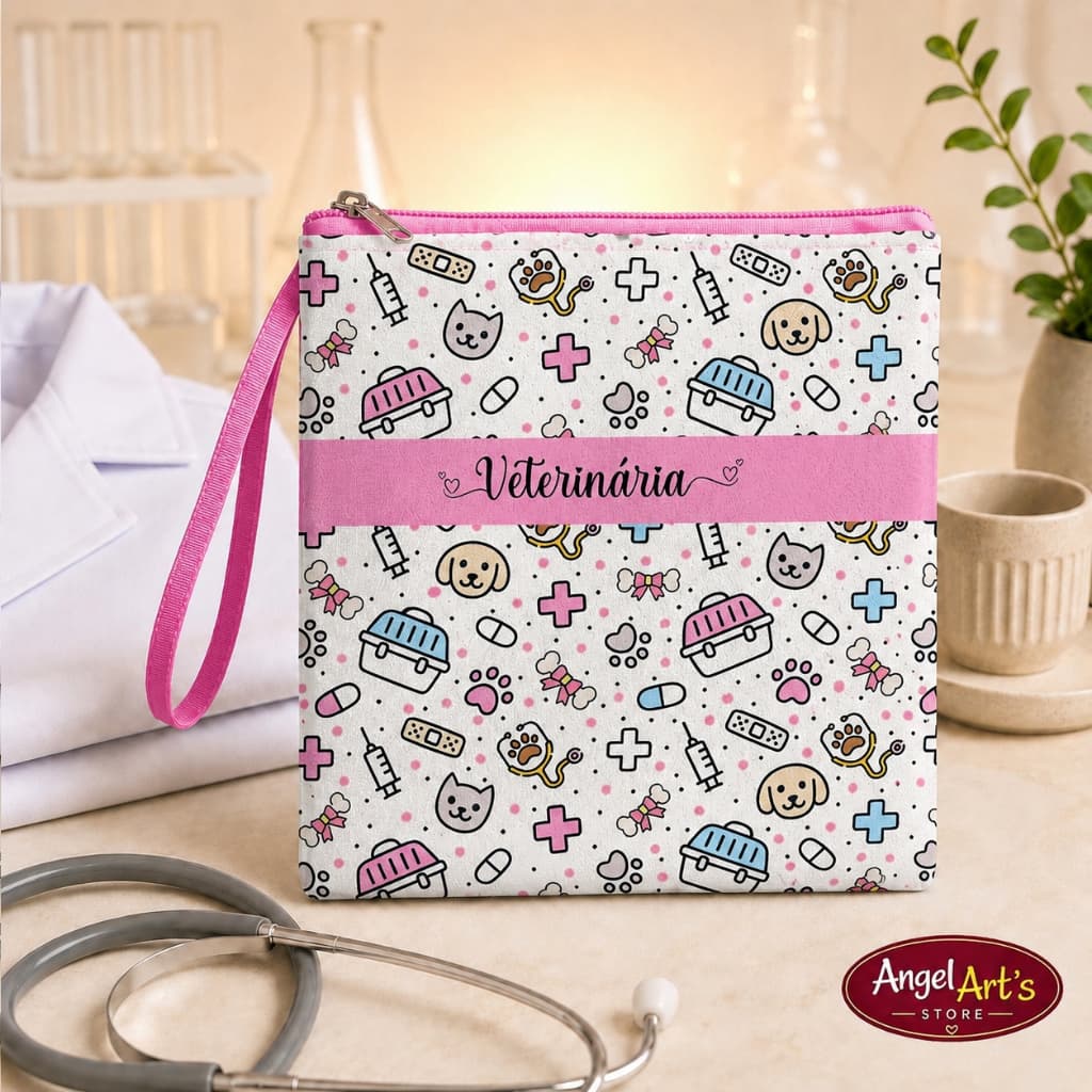 Porta Jaleco Medicina Veterinaria Vet Bolsa Nécessaire Estudante e Veterinario Bolsa Organizadora Proteção Jalecos