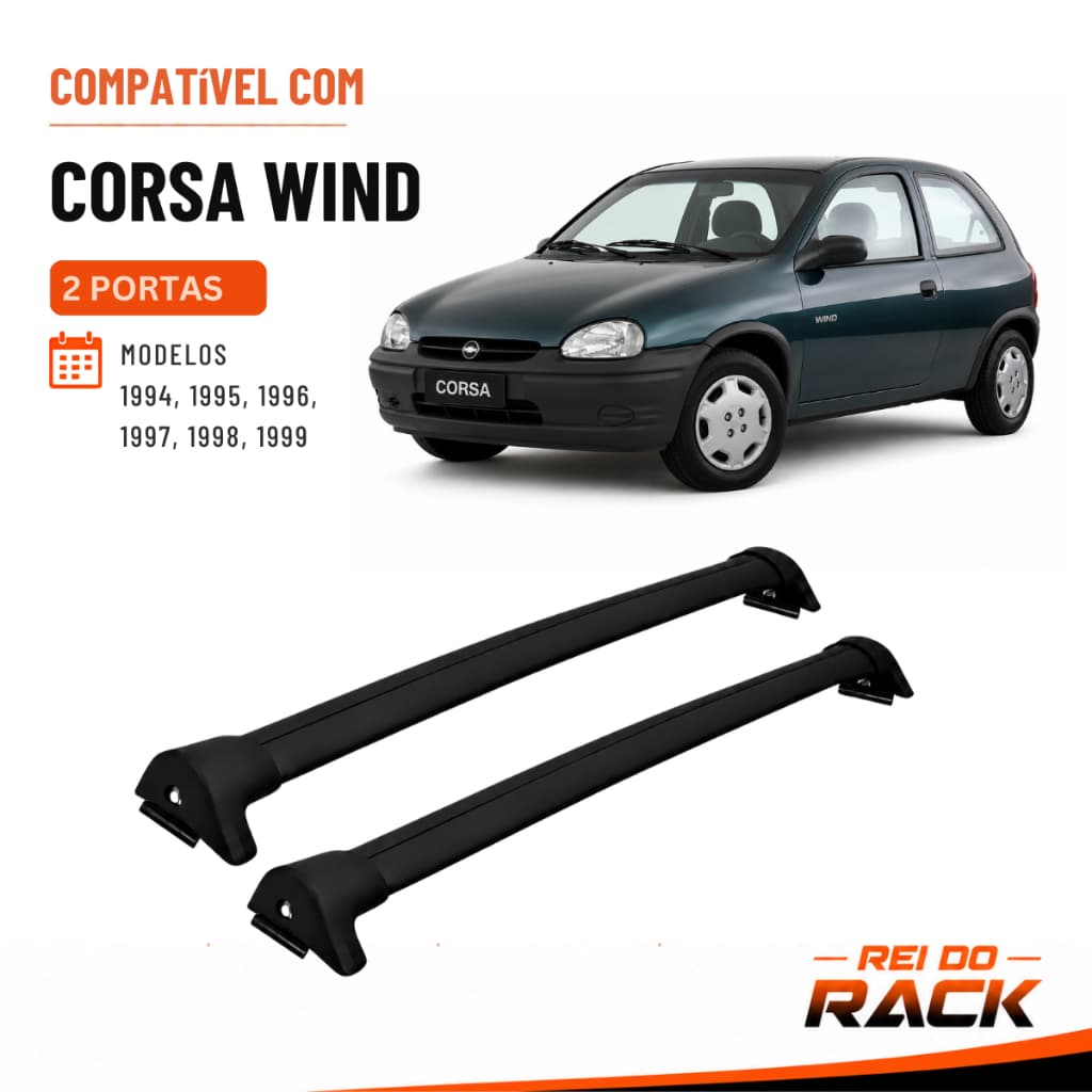 Rack de Teto Chevrolet Corsa Wind 2 Portas |  1994 a 1999 | Preto ou Prata | Fixação Friso