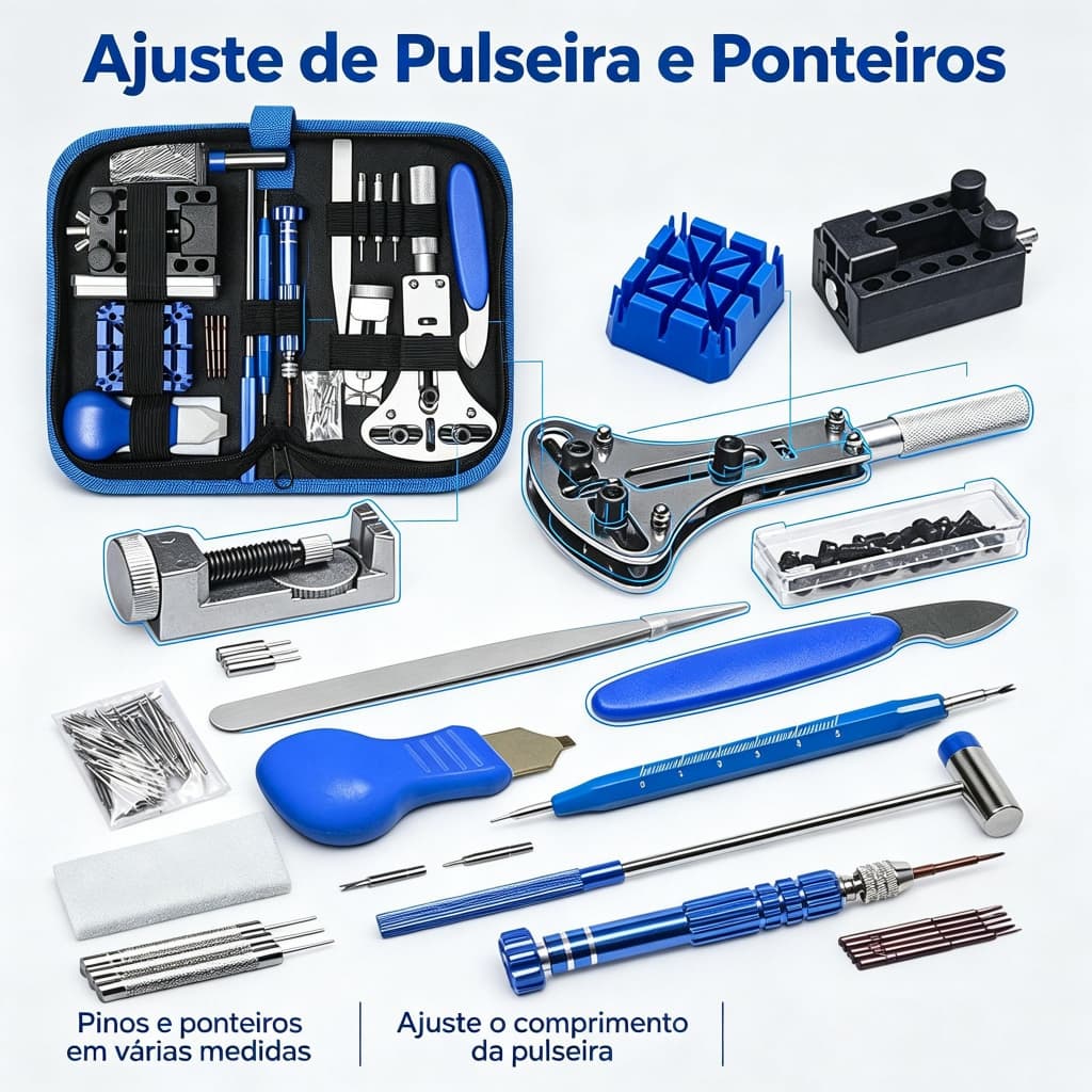 Kit 185 Ferramentas para Relojoeiro com Estojo, Conjunto para Conserto e Manutenção de Relógios