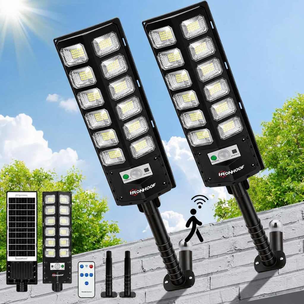 800w Kit 2 Luminária Solar Potente 336 Led Solar Iluminação