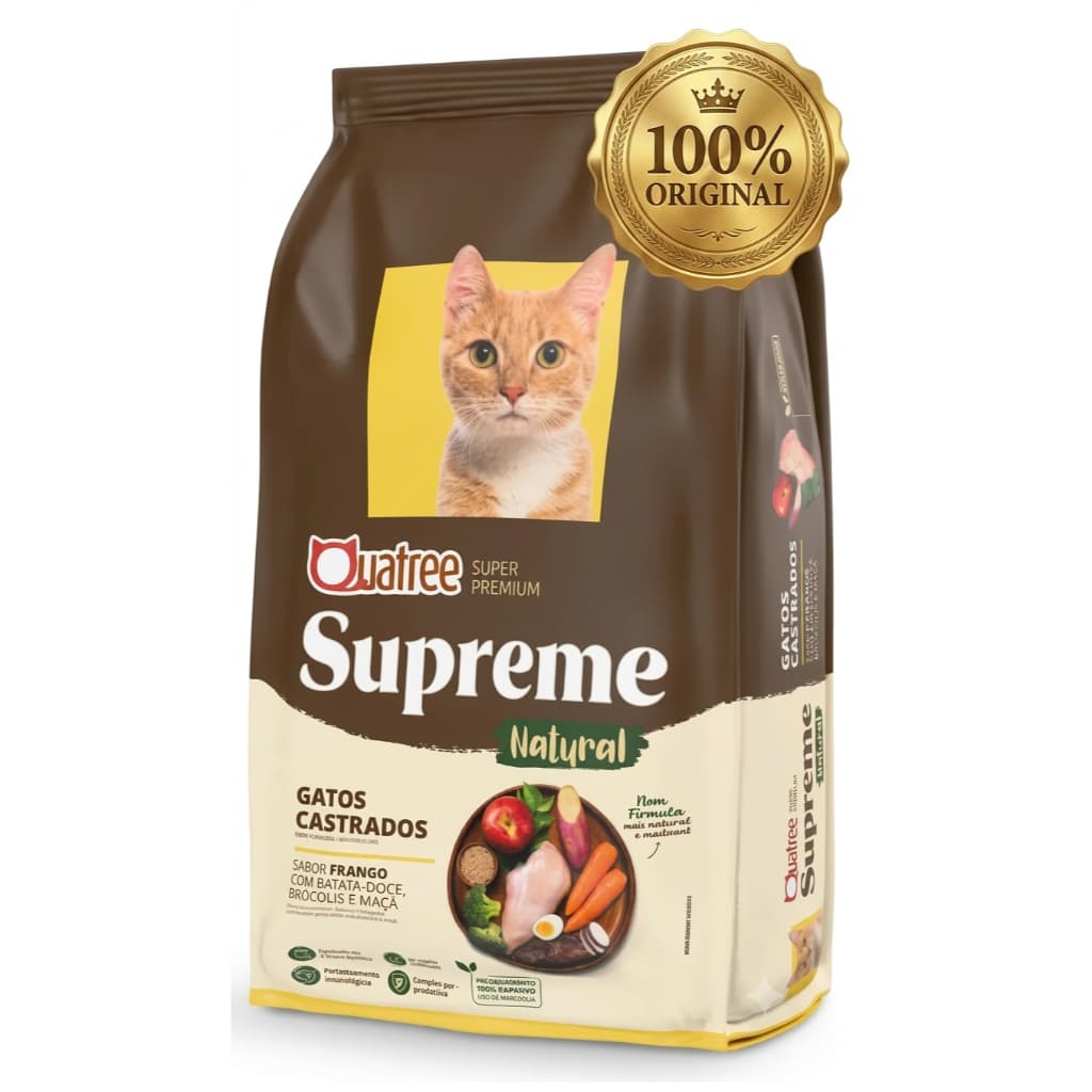 Ração Quatree Supreme Gatos Castrados Frango e Batata Doce 10,1kg