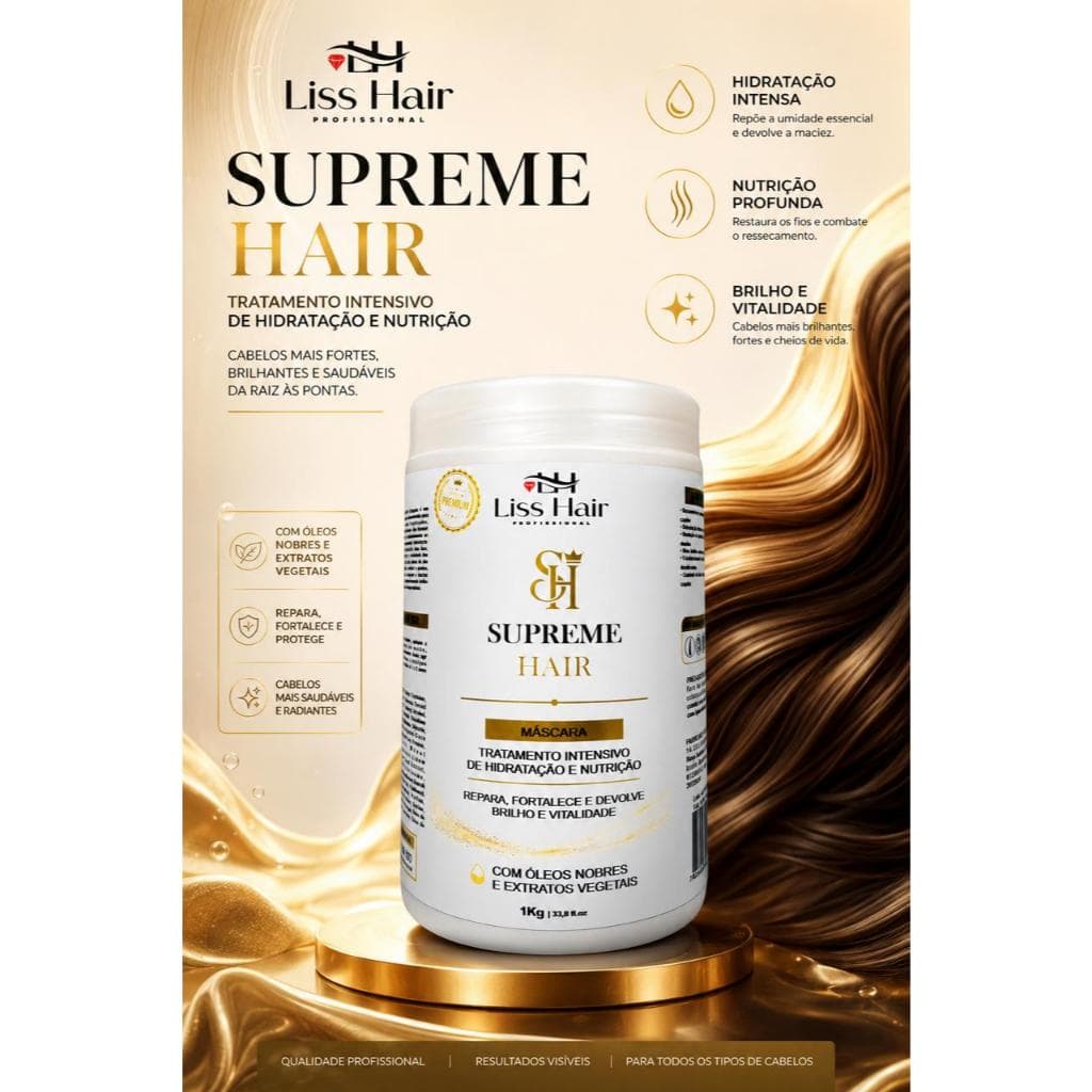 Máscara Capilar Supreme Hair 1Kg Tratamento Intensivo de Hidratação e Nutrição Liss Hair