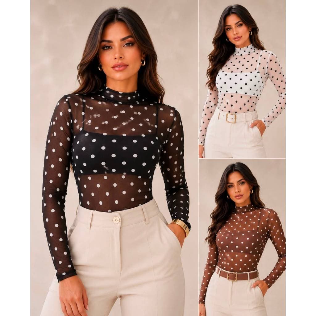 blusa tule poá blusa tule feminina blusa manga longa tule blusa transparente feminina blusa segunda pele tule blusa