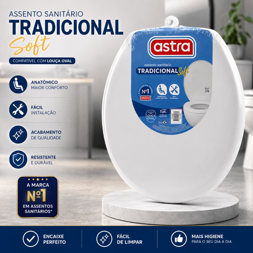 Assento Sanitário Astra Tradicional Soft Branco Almofadado