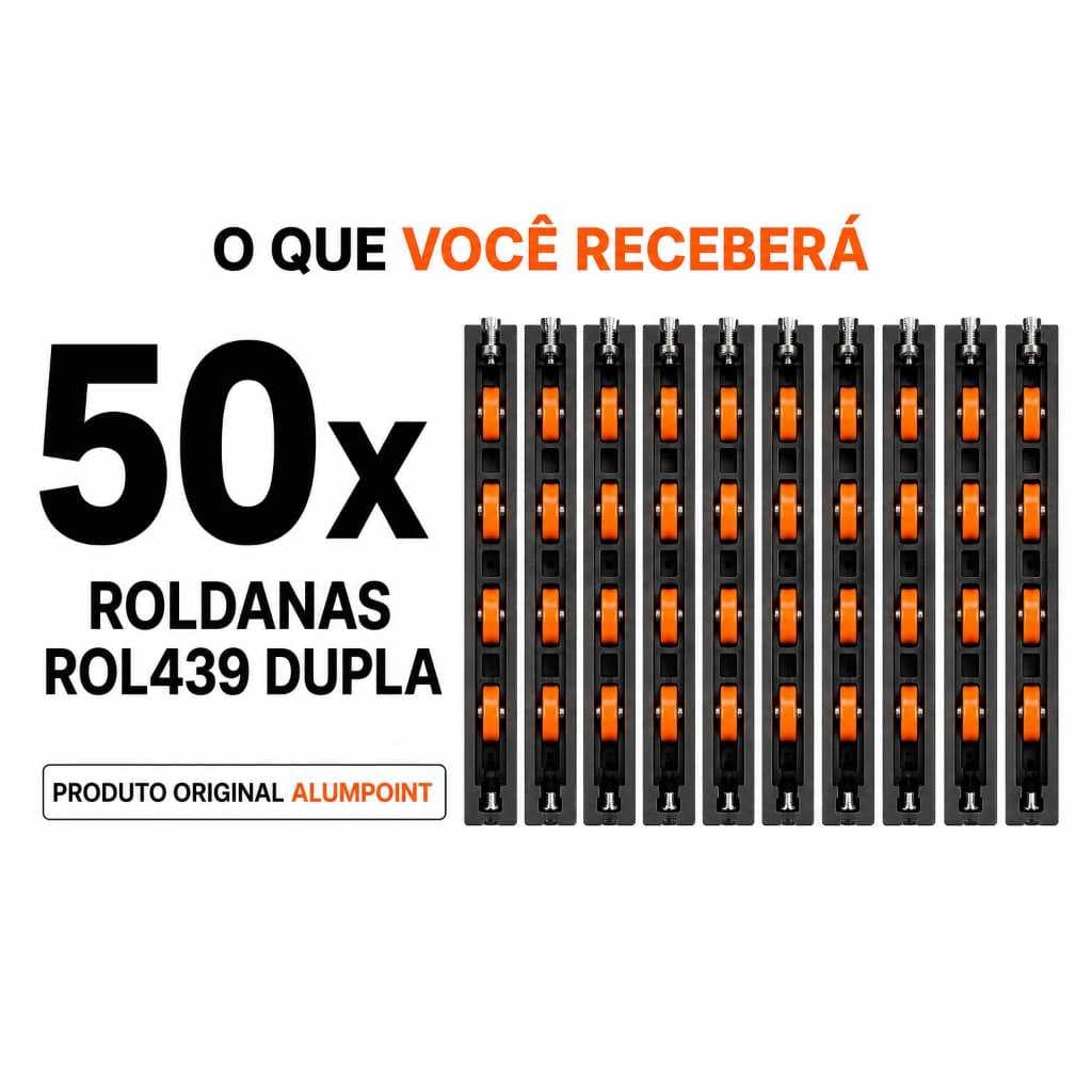 Kit 50 Roldanas Duplas Rol439 Com Rolamento Regulável Porta de Correr Alumínio Alumpoint