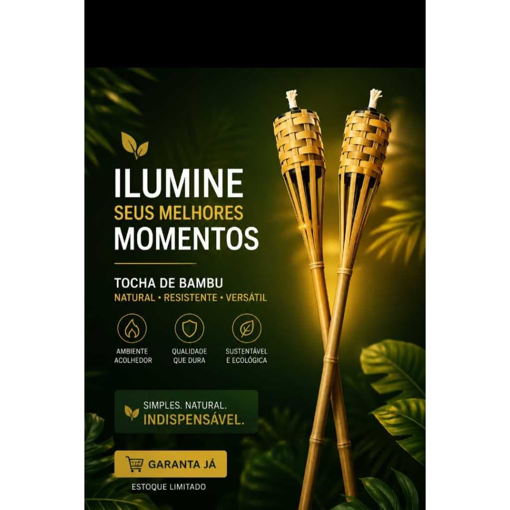 Kit 10 Tochas Bambu 120cm Lamparina Festa Temática Decoração