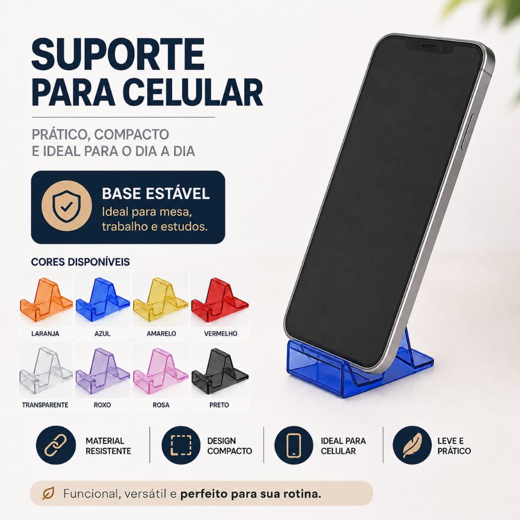 Suporte para Celular Acrílico Colorido de Mesa