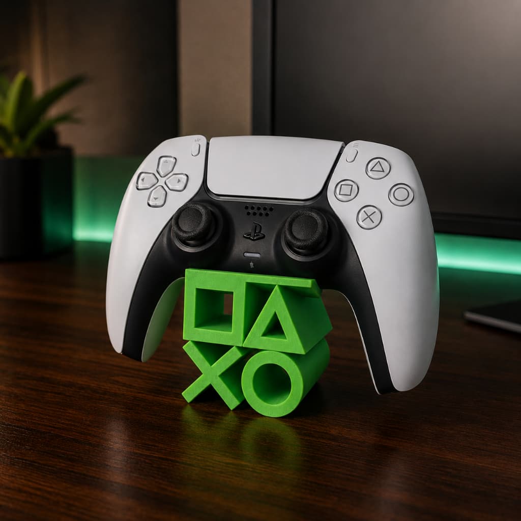 Suporte para Controles Verde PlayStation5  PS5 DualSense DS5 Organizador de Mesa Gamer para Setup