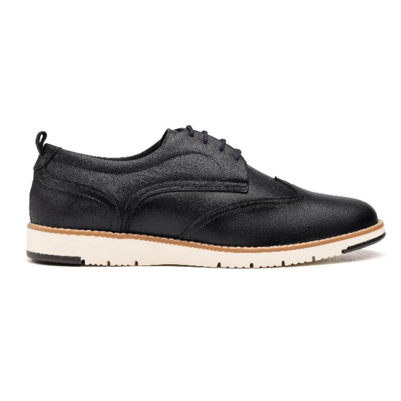Sapato Oxford Loafer Masculino Social Clássico em Couro Legítimo Costurado Com Cadarço Sola Alta Tratorada