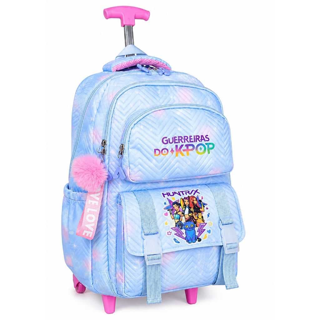 Mochila com Rodinha GUERREIRAS DO K-POP impermeável confortável + chaveiro