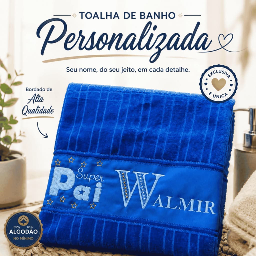 Toalha de Banho Dohler Personalizada com Bordado Super Pai