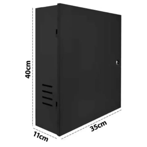 Caixa Rack Vertical CFTV DVR Metálica com Chave Segurança Eletrônica.