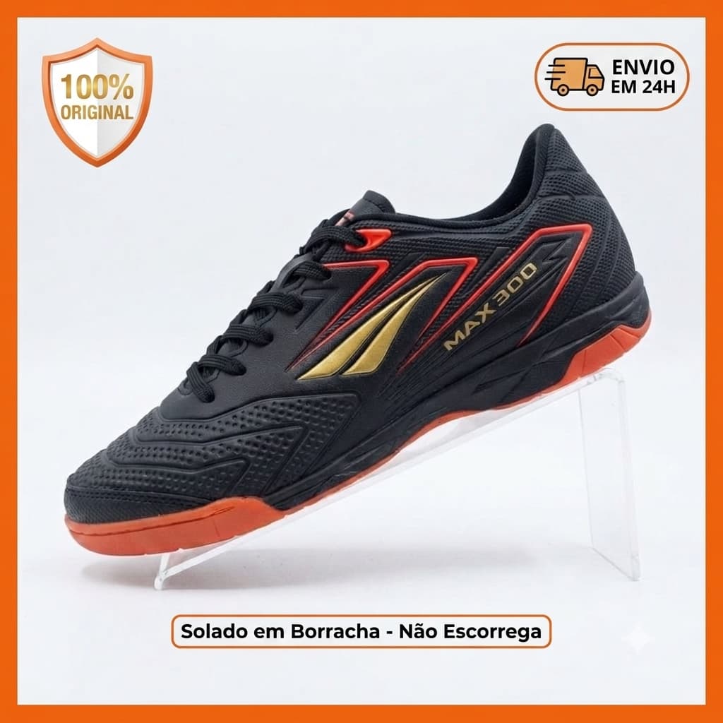 Chuteira Futsal Penalty Max 300 Masculina Adulto Antiderrapante Leve Original