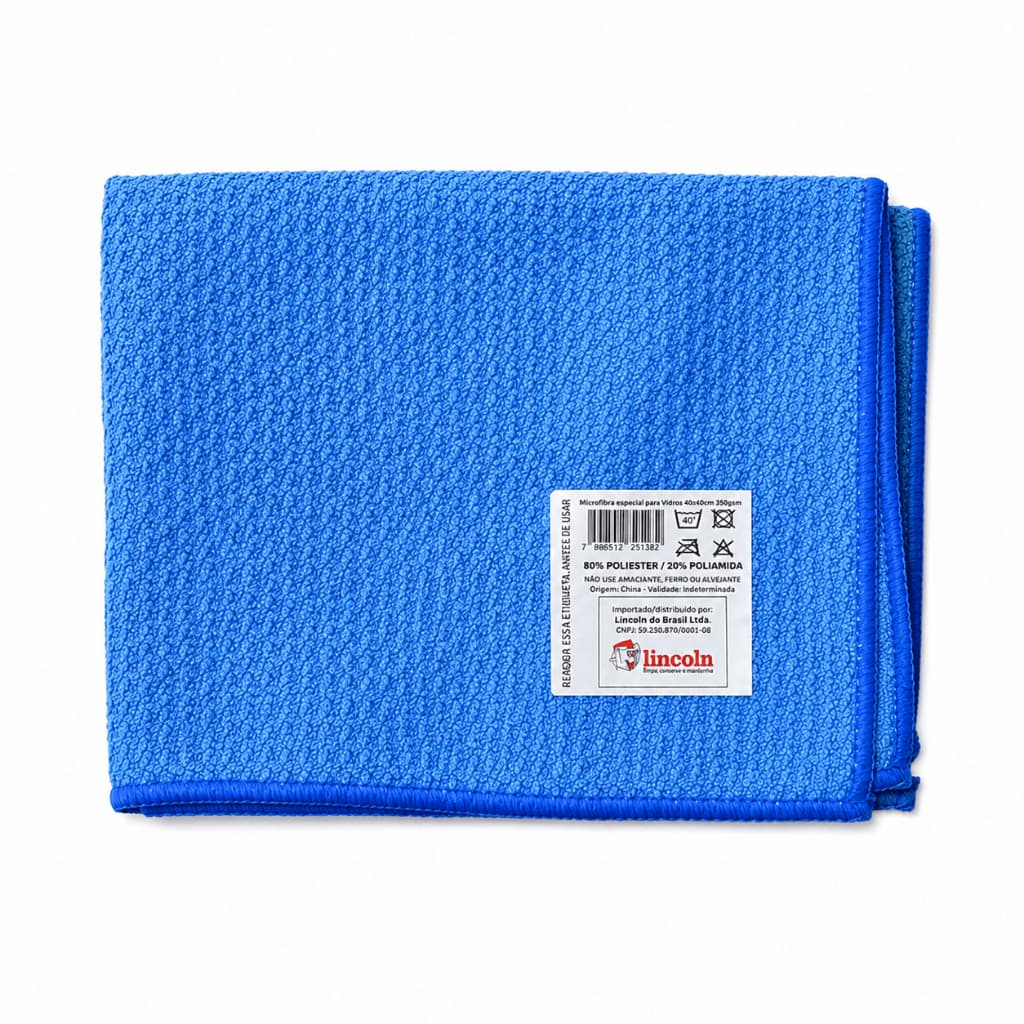 Pano Microfibra Vidros 40x40 Lincoln 350gsm Sem Manchas