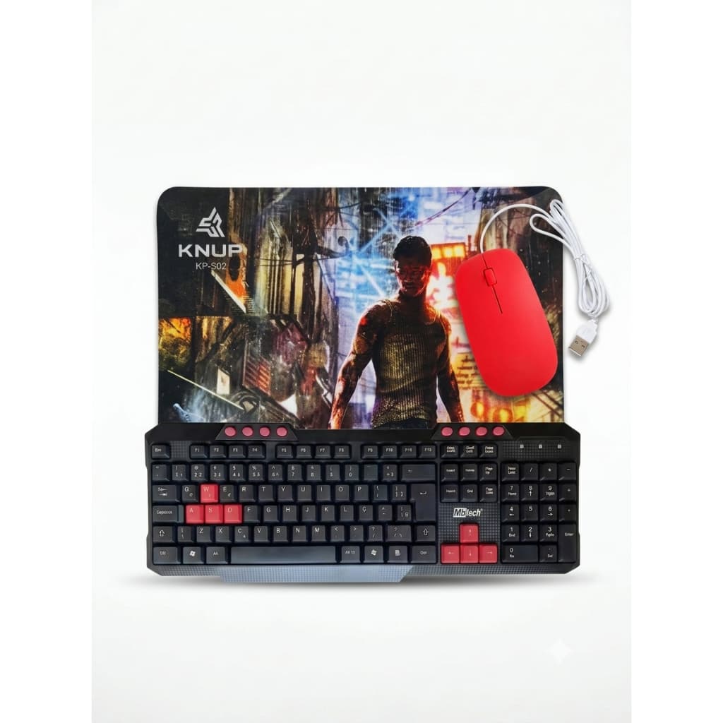Kit Gamer & Office: Teclado MBTech K5 + Mouse Silencioso Lehmox + Mouse Pad Knup