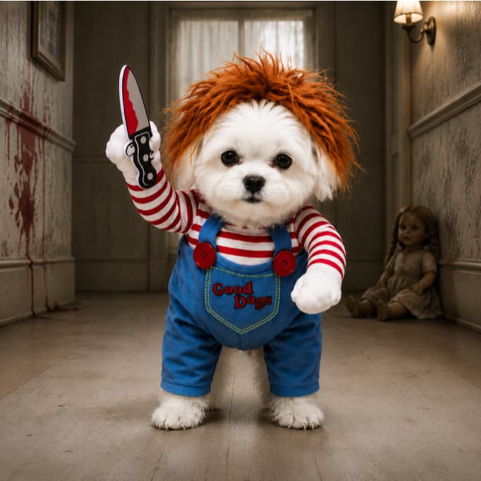 Fantasia Cachorro Gato Roupa Pet Estimação Engraçado Chucky