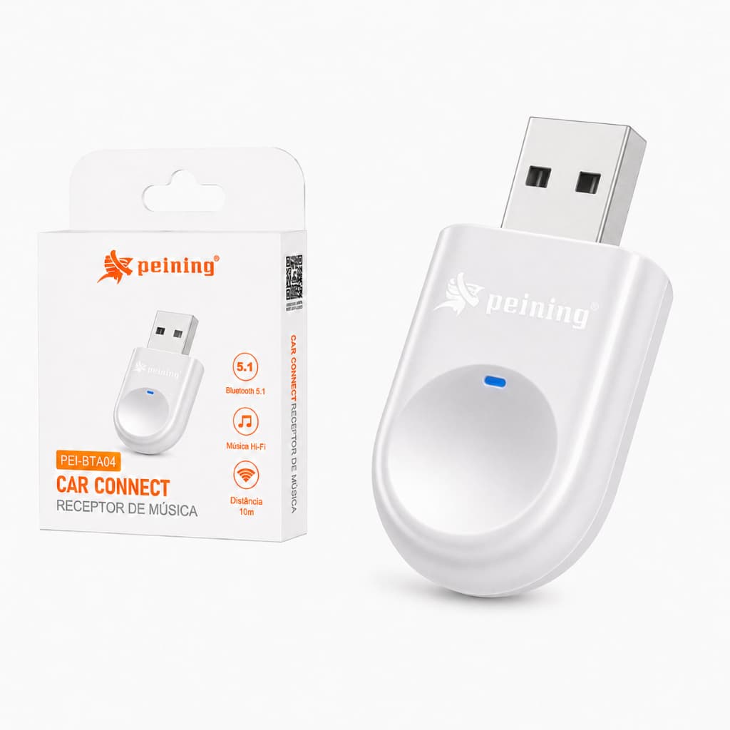 Adaptador Receptor Bluetooth 5.1 USB Som Automotivo Carro Sem Fio Peining PEI-BTA04