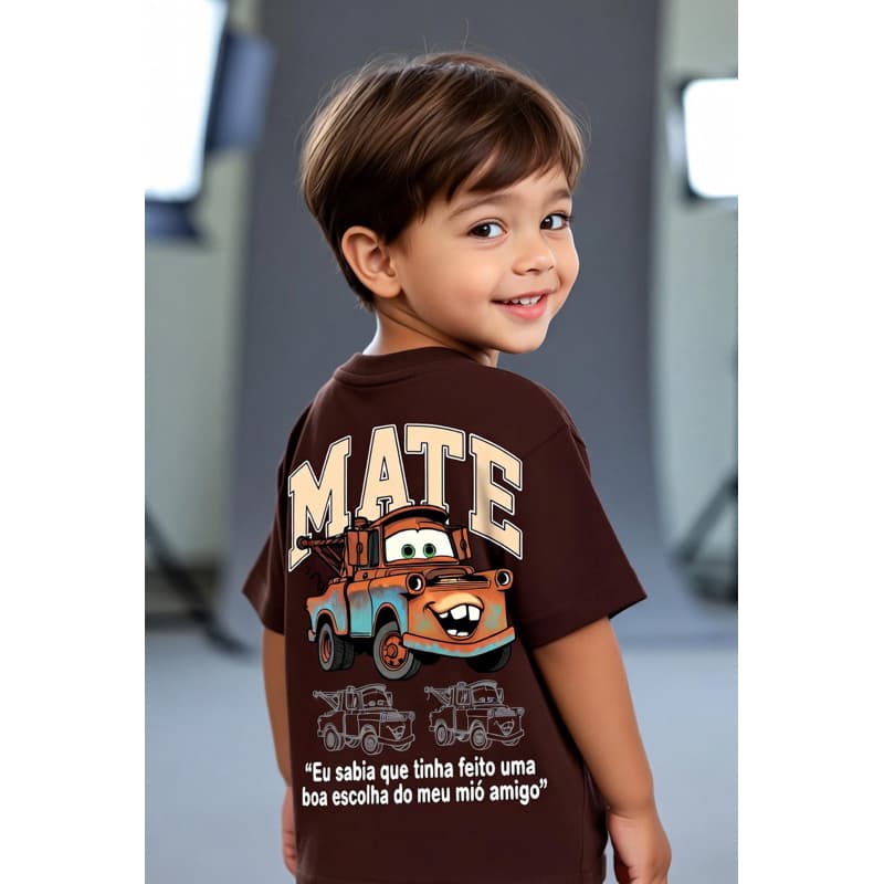 Camiseta Infantil Mate Carros Streetwear 100% Algodão Tam 2 ao 16 Unissex