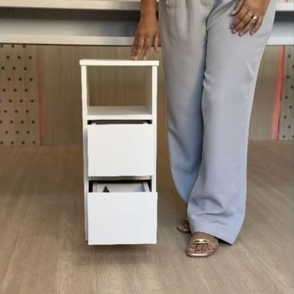 Mesa De Cabeceira Estreito 2 Gavetas E Nicho 25x60x30 De Chão MDF