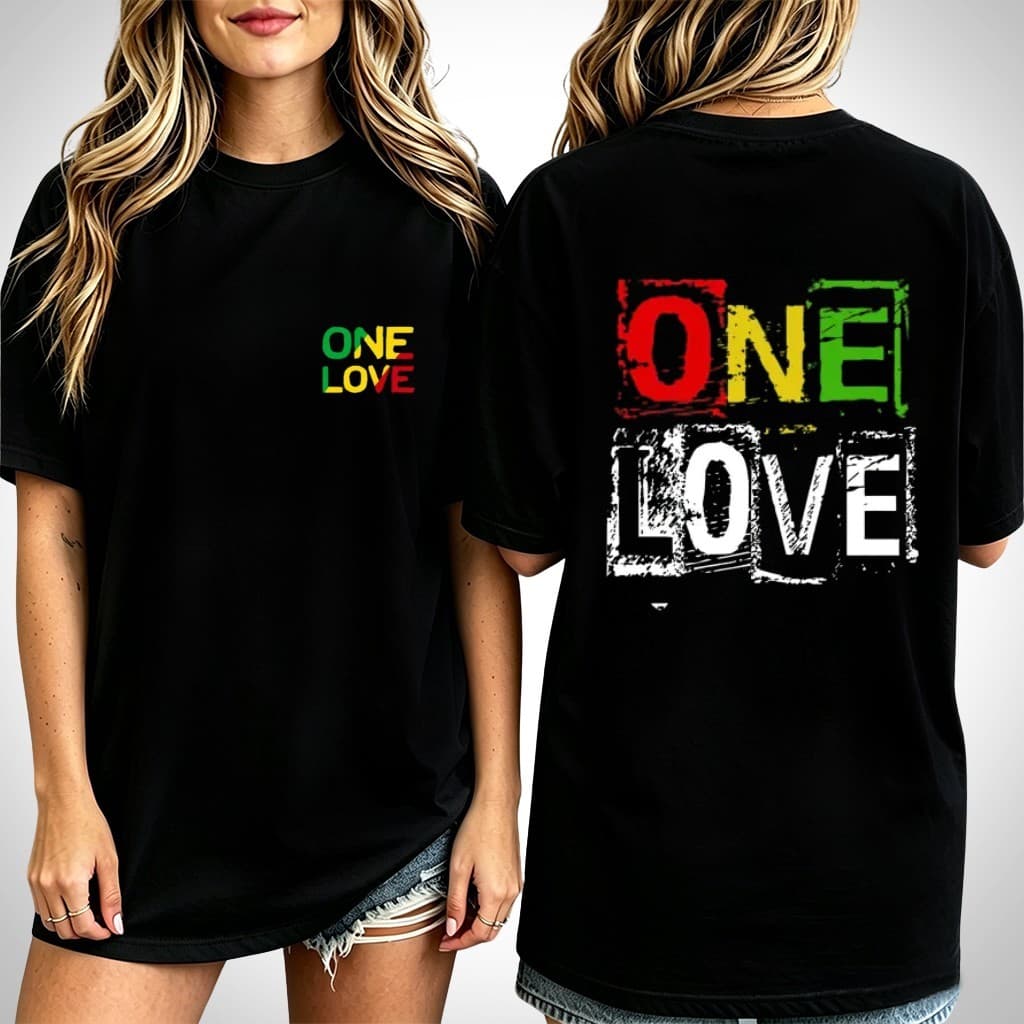 Camiseta Feminina One Love Estampa Reggae 100% Algodão Plus Size Oversized Estilo Urbano