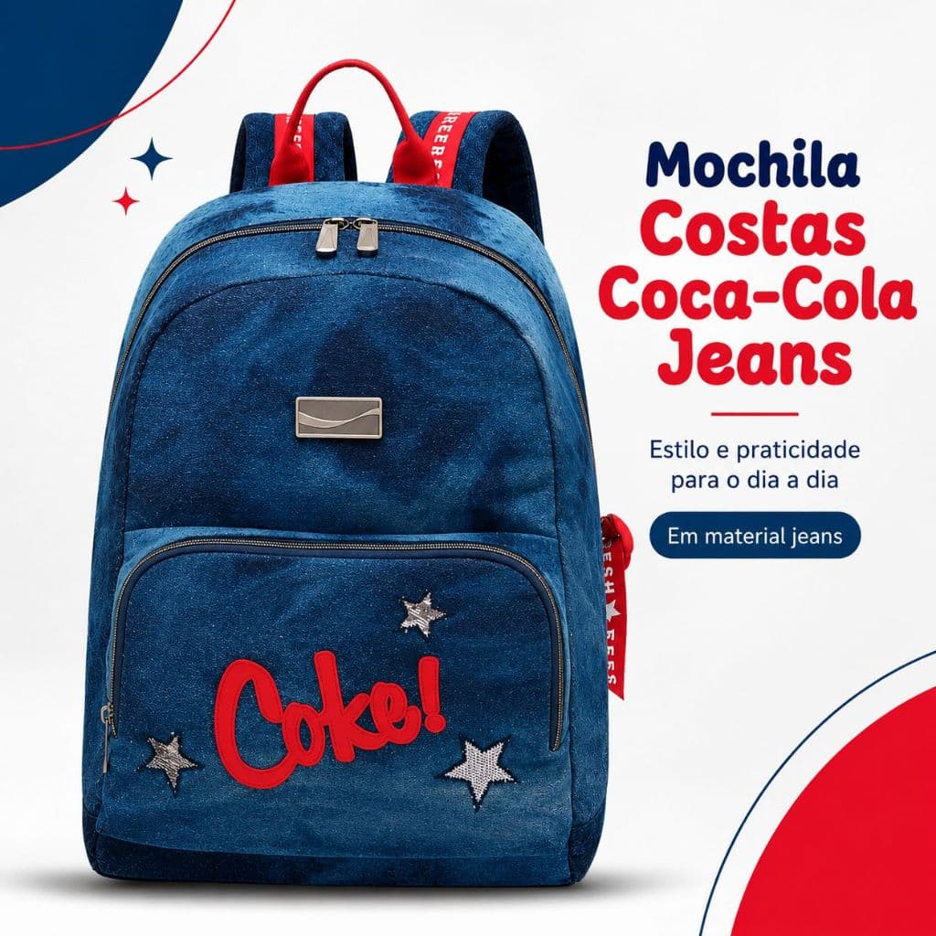 Mochila De Costas Juvenil Coca Cola Jeans American Stars