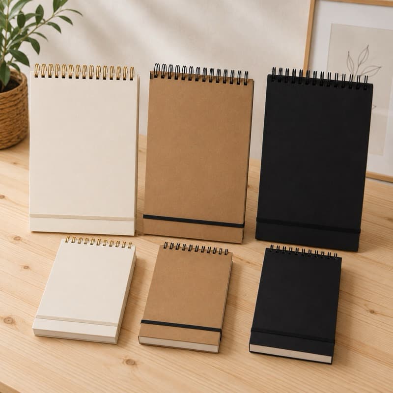 Caderno Luxo A4 ou A5 Vertical Tipo Flip Espiral Superior Canhoto Capa Dura Folhas Pautadas / Lisas