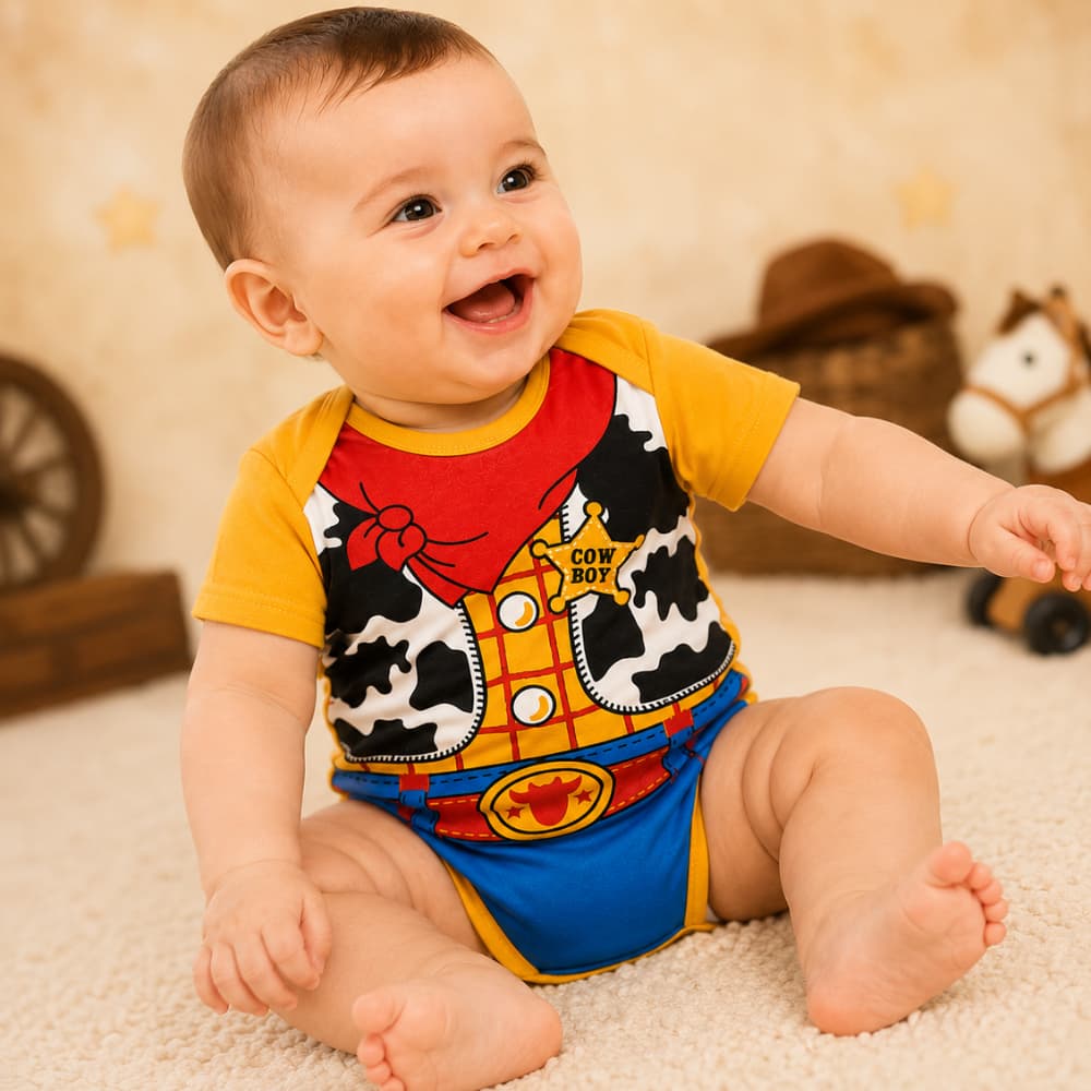 kit conjunto 3 peças vaqueiro RN a 12 meses, roupa infantil de bebê menino, saída maternidade menino 100% algodão