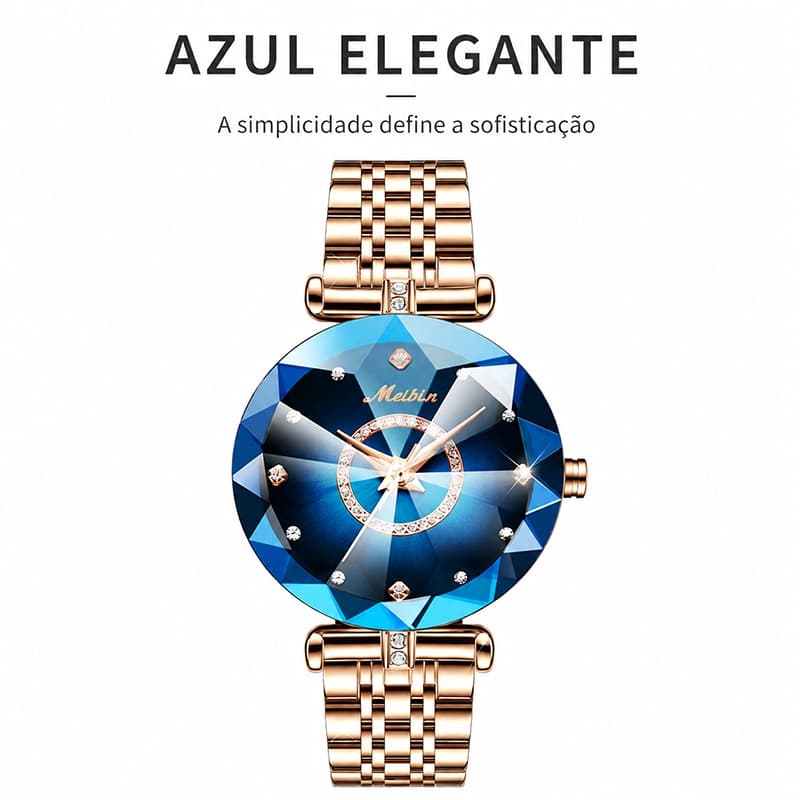 Relógio Masculino Meibin Quartzo Aço Inoxidável Azul 30M Resistente à Água Elegante Luxo