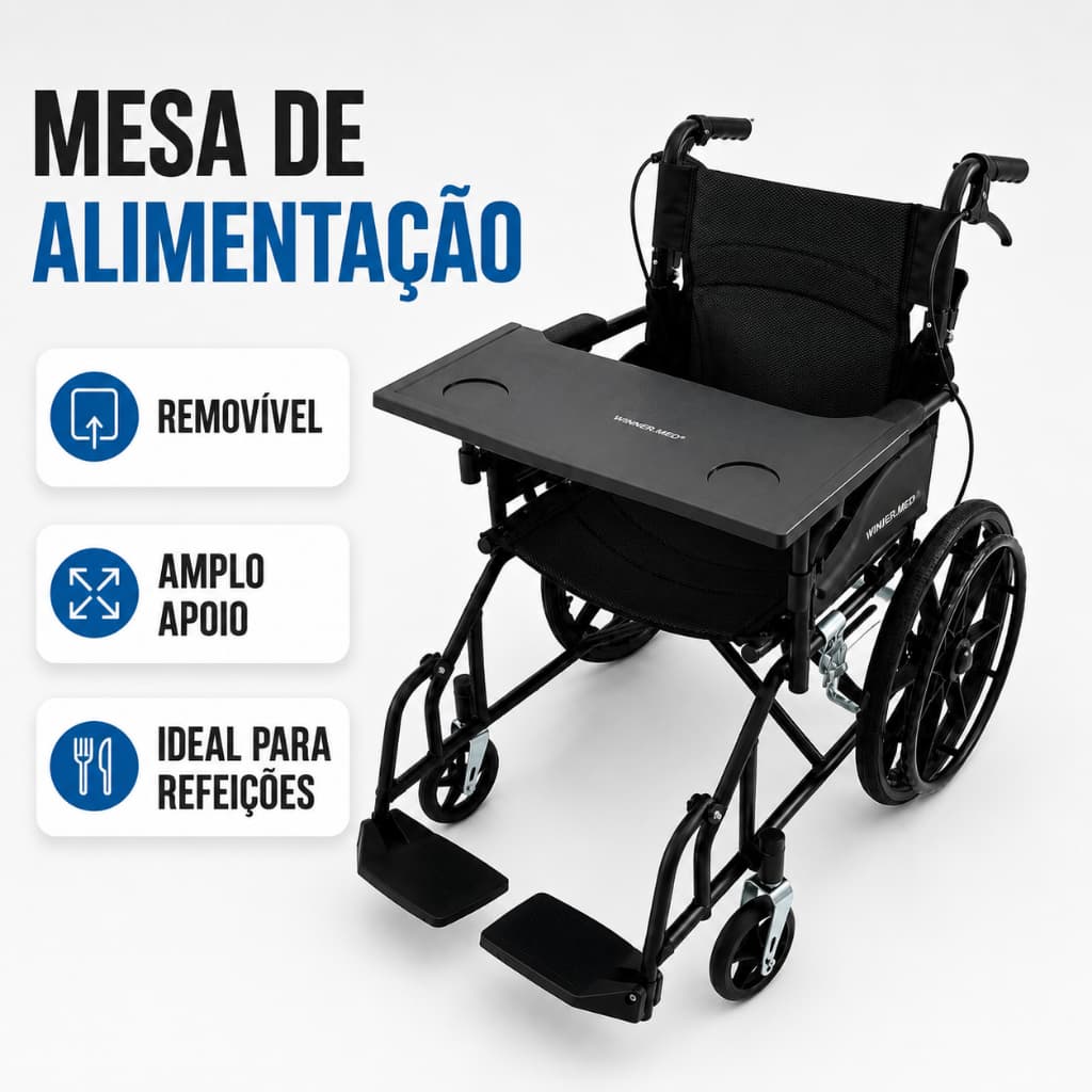 Cadeira De Rodas Manual Dobrável Com Mesa De Alimentação Menor Custo
