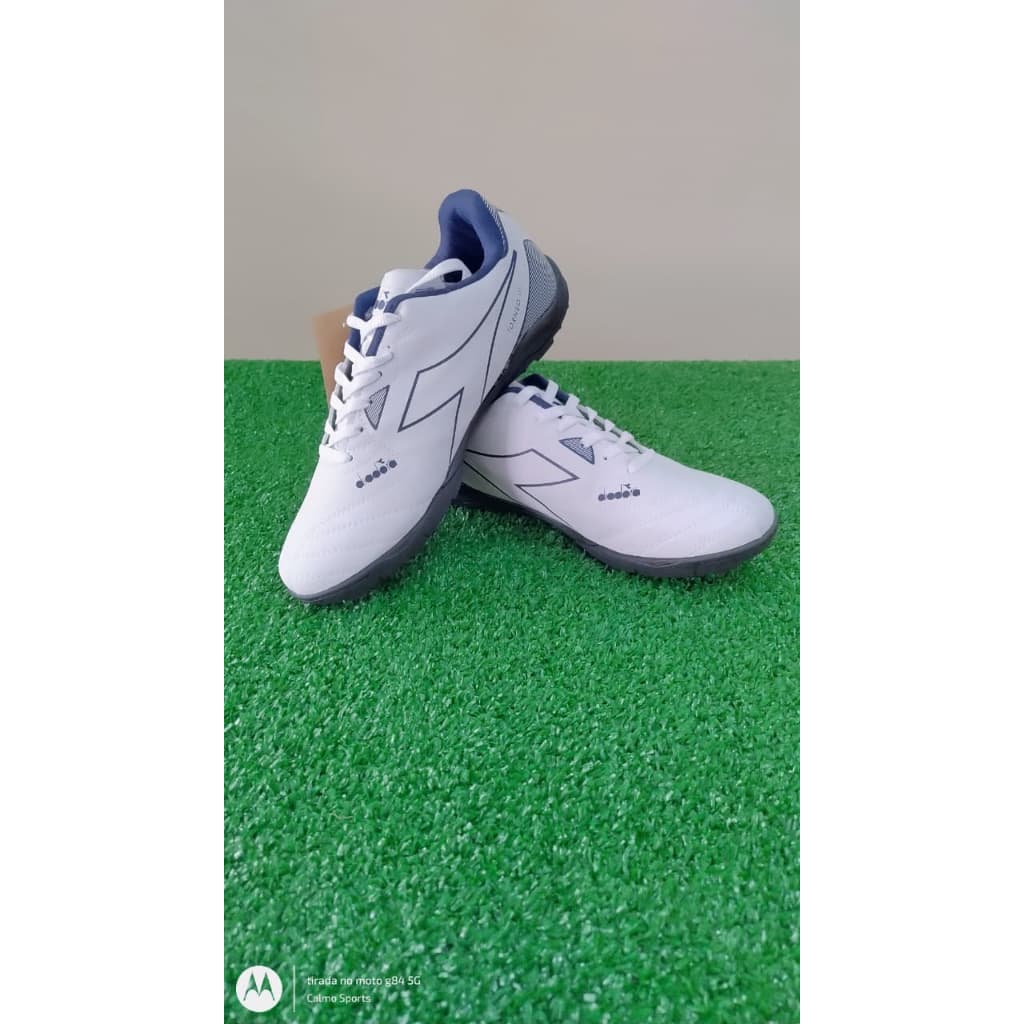 Chuteira Futebol Society Diadora Torneo III - Branco/Marinho