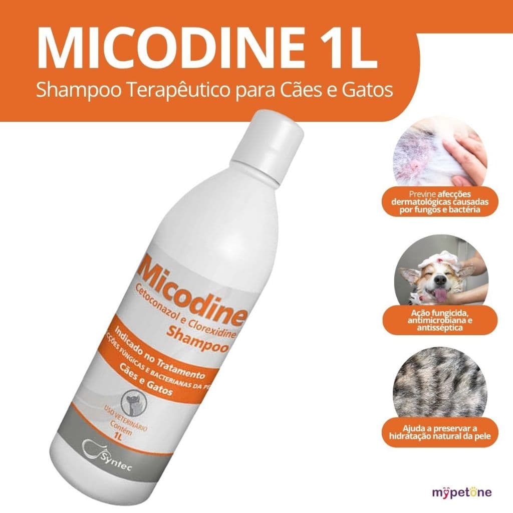 Shampoo Micodine Syntec 1L para Cães e Gatos Original