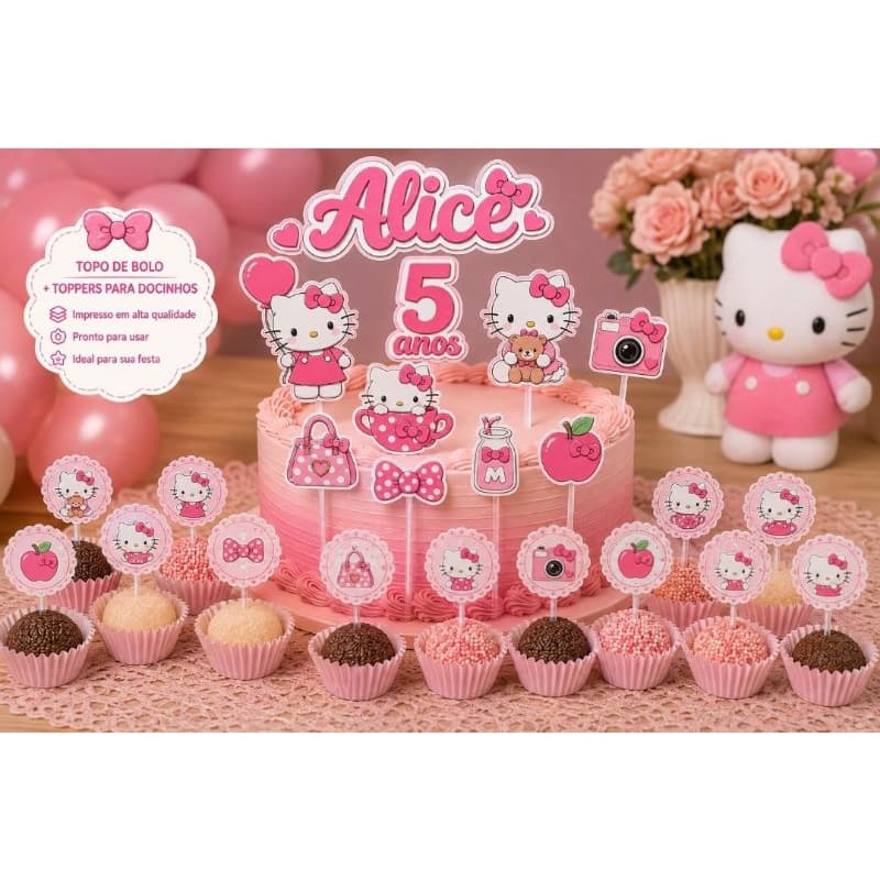 Toppers para Docinhos Hello Kitty | Impressos | Festa Infantil,  Decoração Hello kitty ,