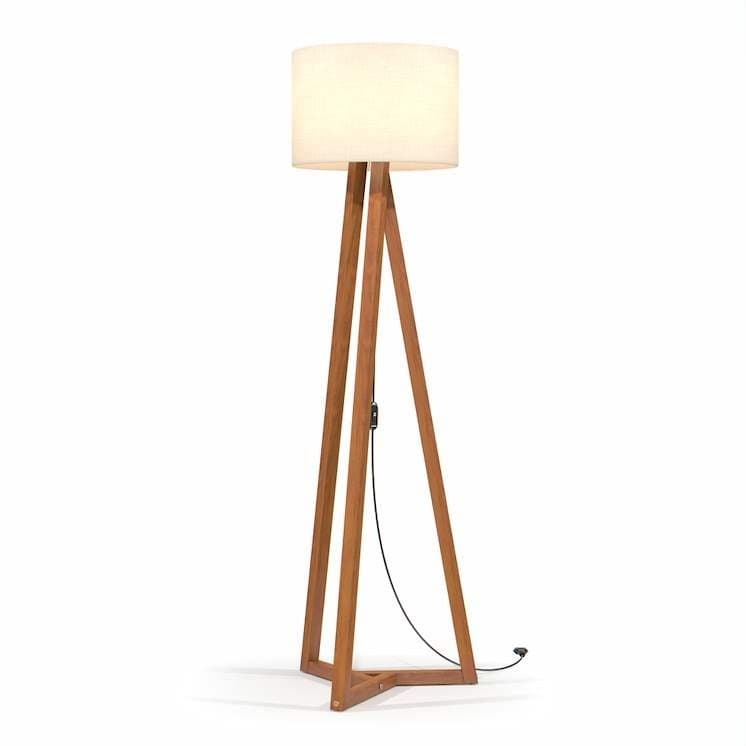 Abajur Luminária de Chão Tripé Madeira Decorativa para Sala Quarto Home Office Canto de Leitura Luz Ambiente