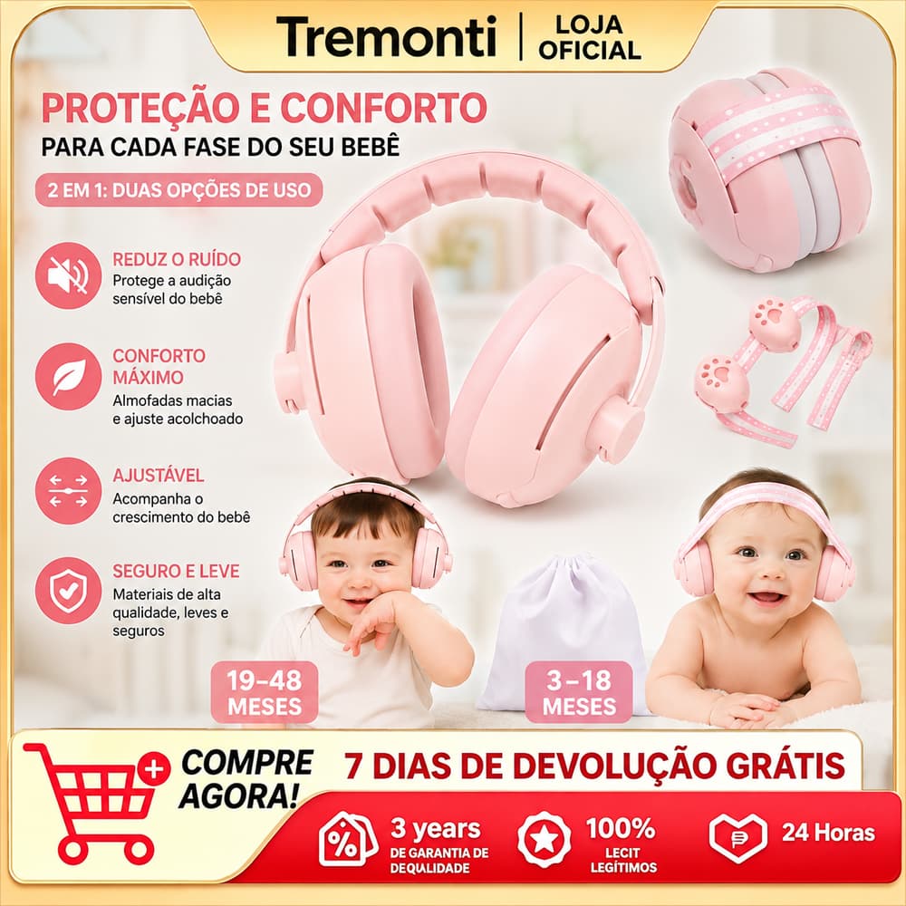Abafador Ruído Auricular Infantil Confortável Bebê Autismo（Entrega imediata）