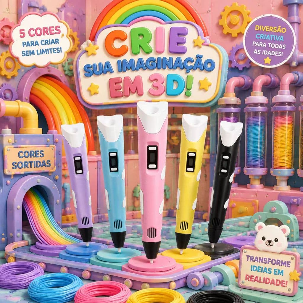 Caneta Impressora 3D PLA Infantil Display LCD Controle de Temperatura DIY Arte 3D Brinquedo Educativo Presente