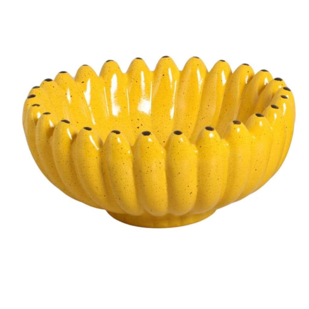 Centro de Mesa Banana Fruteira de Cerâmica Decorativa para Cozinha Fruteira Grande Travessa