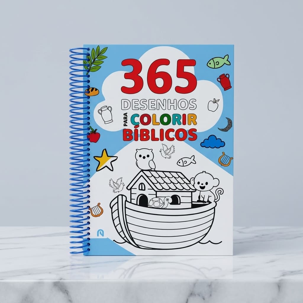 365 Desenhos Bíblicos para Colorir Espiral Livros Bíblicos Infantis Educação Cristã para Crianças