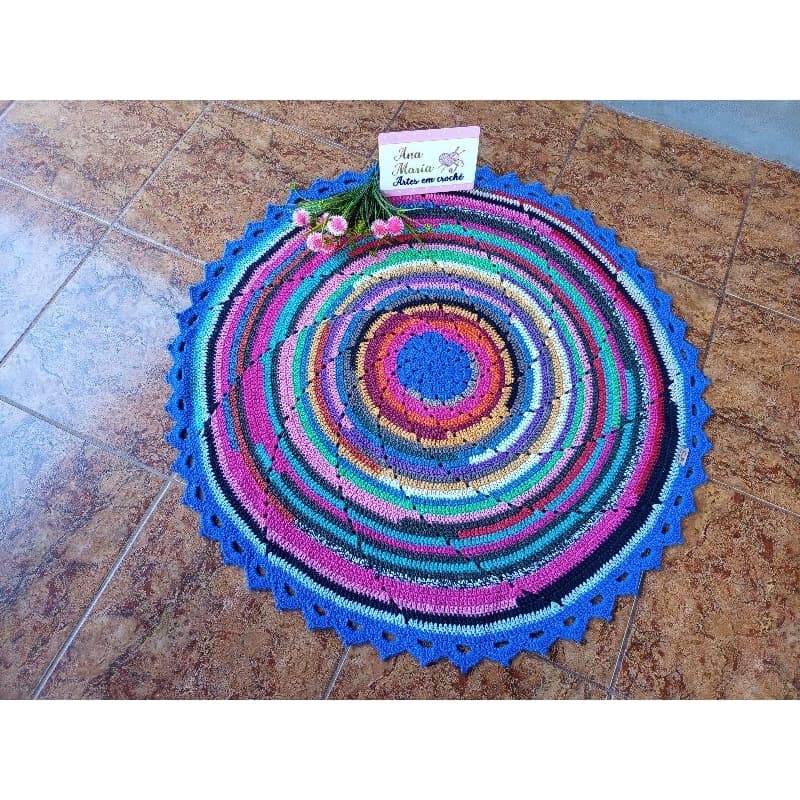 Tapete Redondo em Crochê/Tapete Para Sala/Tapete Para Quarto