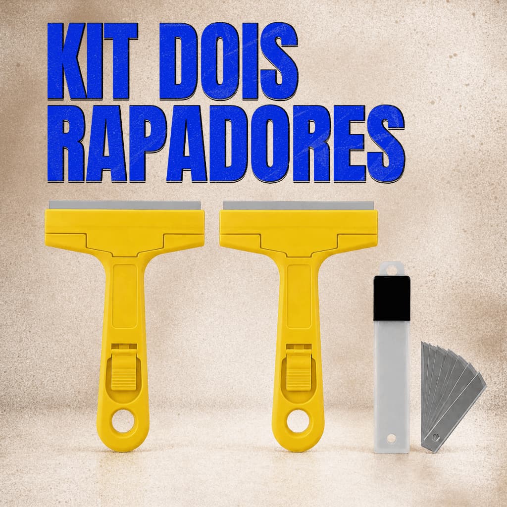 Kit 2 Raspadores Limpa Vidros e Pisos com Lâmina de 10cm em ABS – Removedor de Resíduos, Adesivos e Tintas