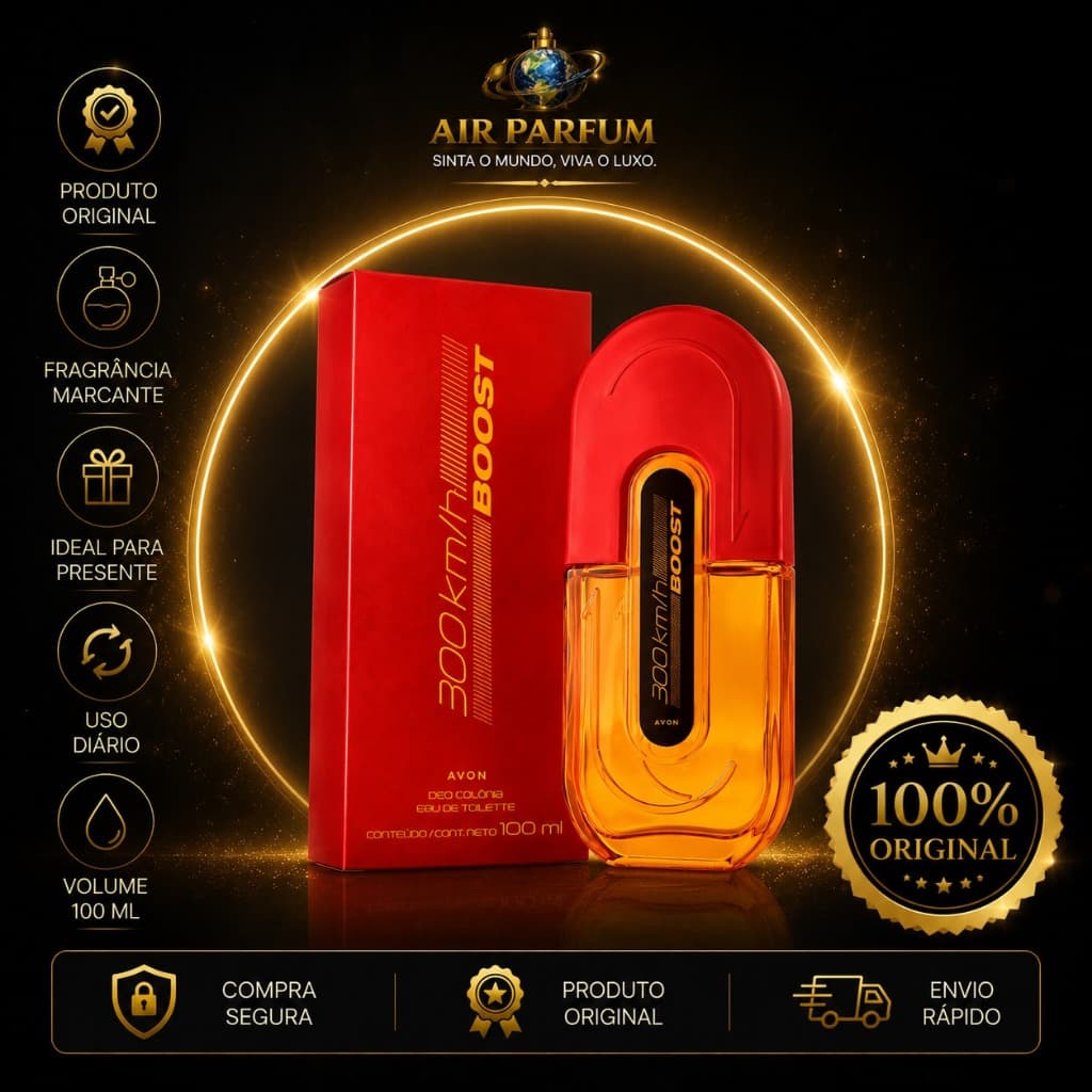 Perfume Avon 300KM H Boost Masculino Colônia Deo 100ml Colonia Original Lacrado 300 km 300 km