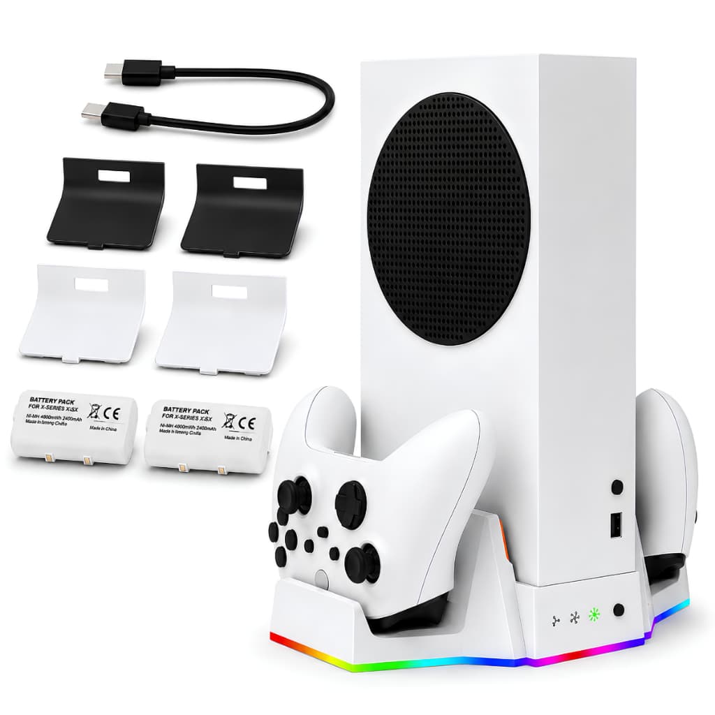Base Carregador Cooler Para Xbox Series S 2 Baterias Led Rgb