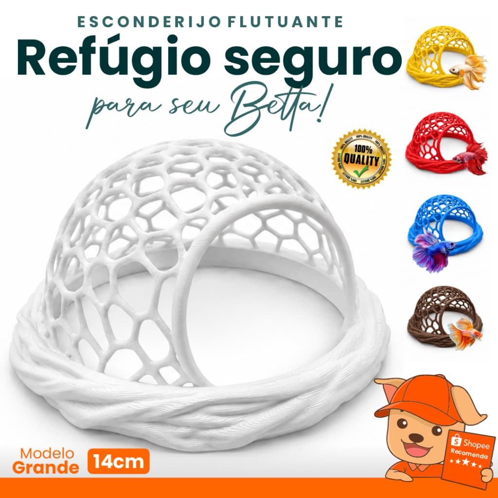 Esconderijo Flutuante para Peixe Betta Grande Refúgio Descanso Aquário Ornamento Flutuante