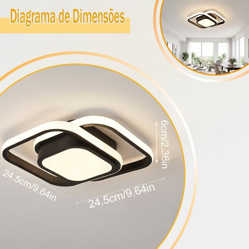 Luminária De Teto Led Moderna Plafon 3 em 1 Lustre para Quarto, Sala, Escritorio, Corredor, Cozinha