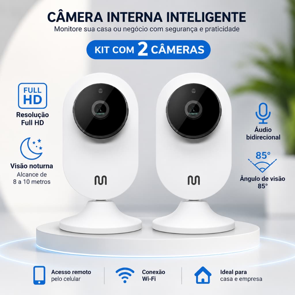 Kit 2 Câmeras de Segurança Wifi 360° Full Hd Se241 Multilaser