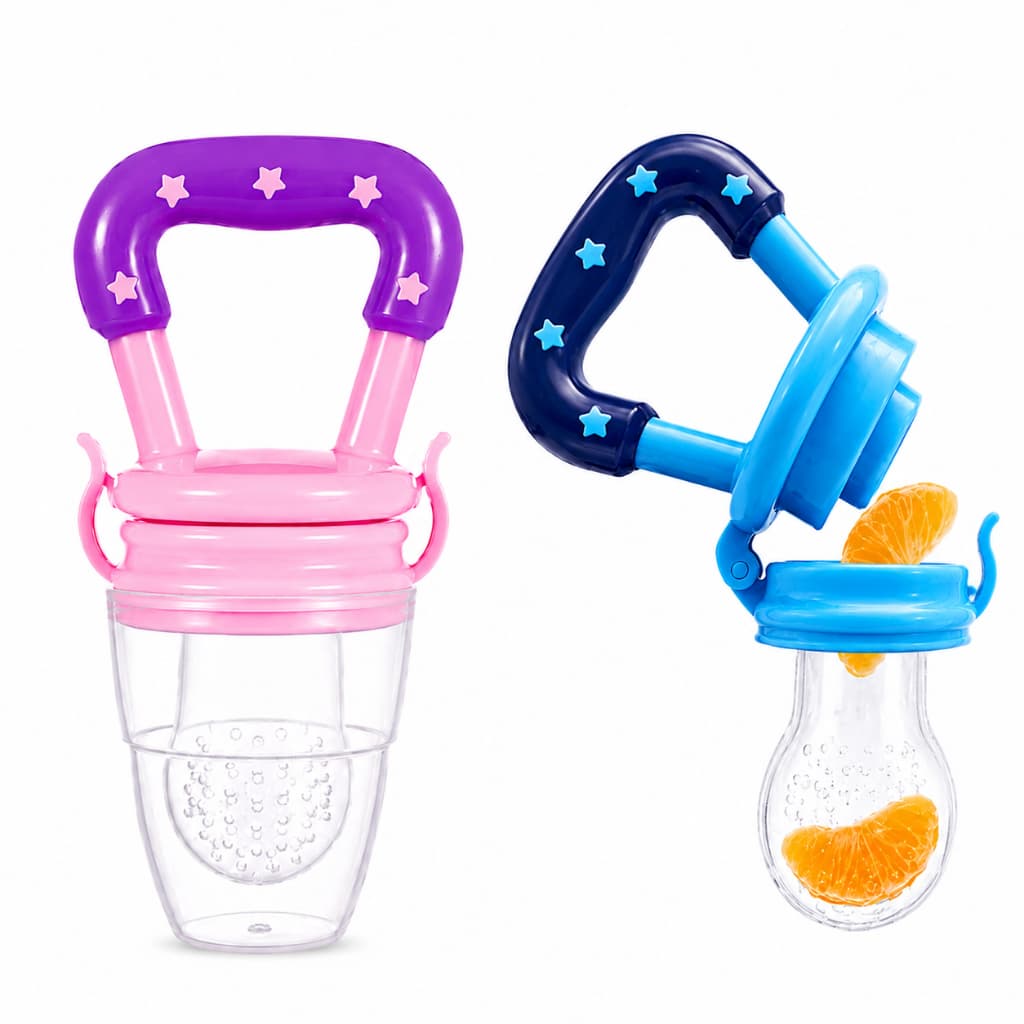Chupeta Porta Frutas Bebê Silicone Alimentadora Mordedor Infantil Azul Rosa