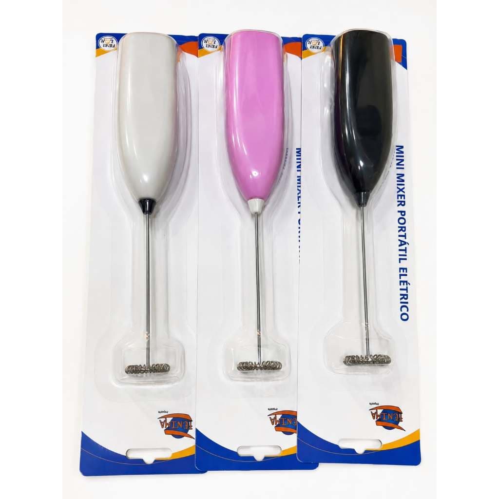 Kit 3 Mini Mixers Elétrico Pórtateis Batedor de Leite Café Cappuccino Espumador