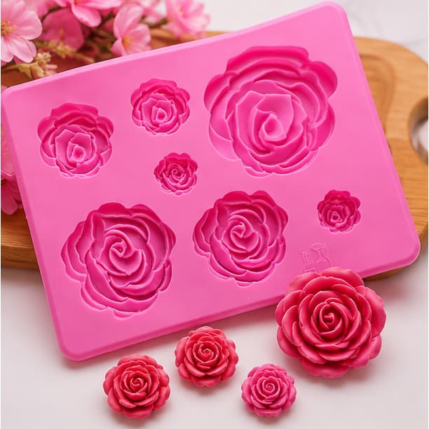 Molde De Silicone Mini Rosas Para Confeitaria E Biscuit 380