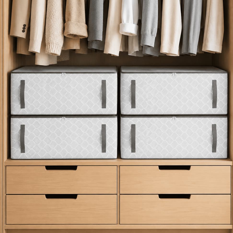Kit 4 Saco Organizador com Ziper Tampa para Lençóis Caixa Organizadora de Guarda Roupa Cobertas