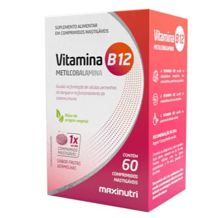 Vitamina B12 Metilcobalamina Mastigáveis (60 Comprimidos) Maxinutri