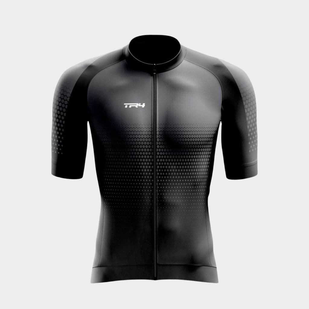 Camisa de Ciclismo Masculina Camiseta Manga Curta Zíper Total Preta Roupa Proteção UV Bike Pedal Mtb